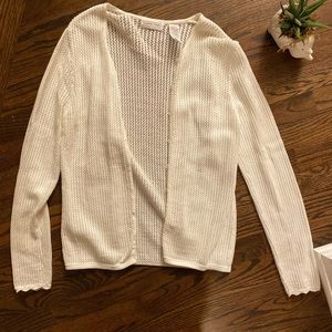 Jeanne Pierre white lightweight cardigan EUC